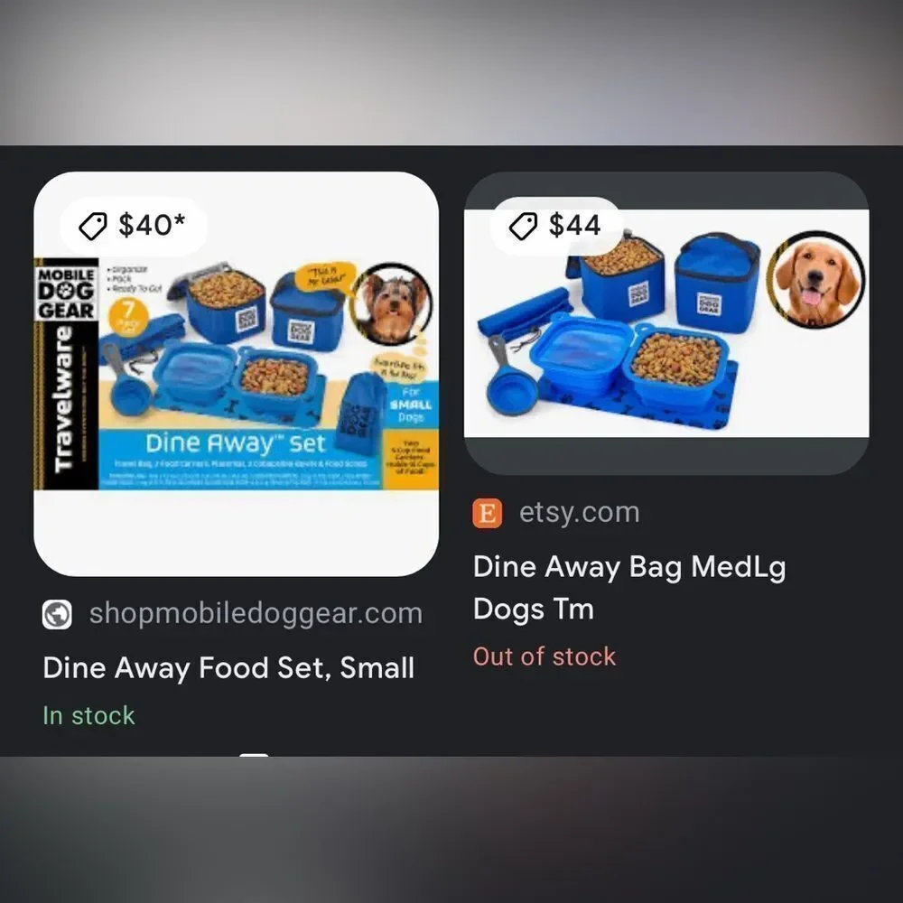 Brand New Small Dog Travel Food Set- 7 piece set